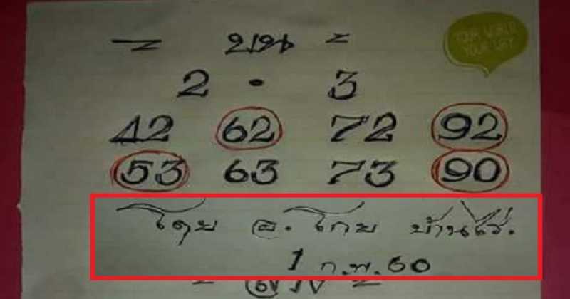 ช่วยกัน ช่วยกันแบ่งปัน!! หวยทำมือ อ.โกย บ้านไร่ บน-ล่าง งวดวันที่ 1/2/60