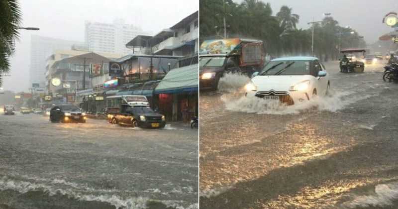 น้ำท่วมพัทยาอีกแล้ว!!! แค่ฝนตกแปปเดียวเอง